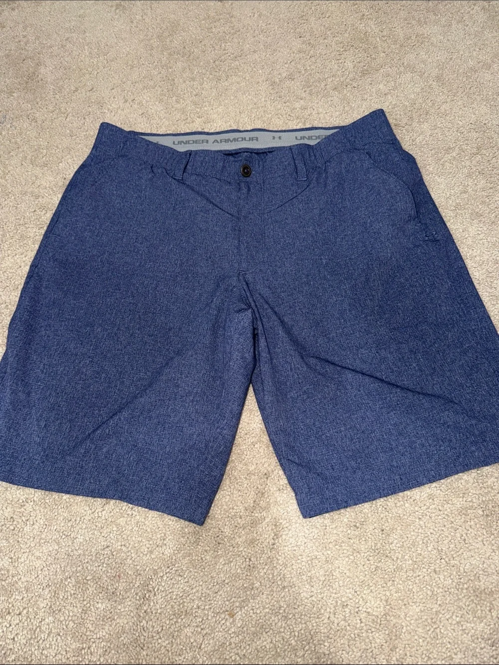 Under Armour Men's Navy Heather Flat-Front Golf Shorts
